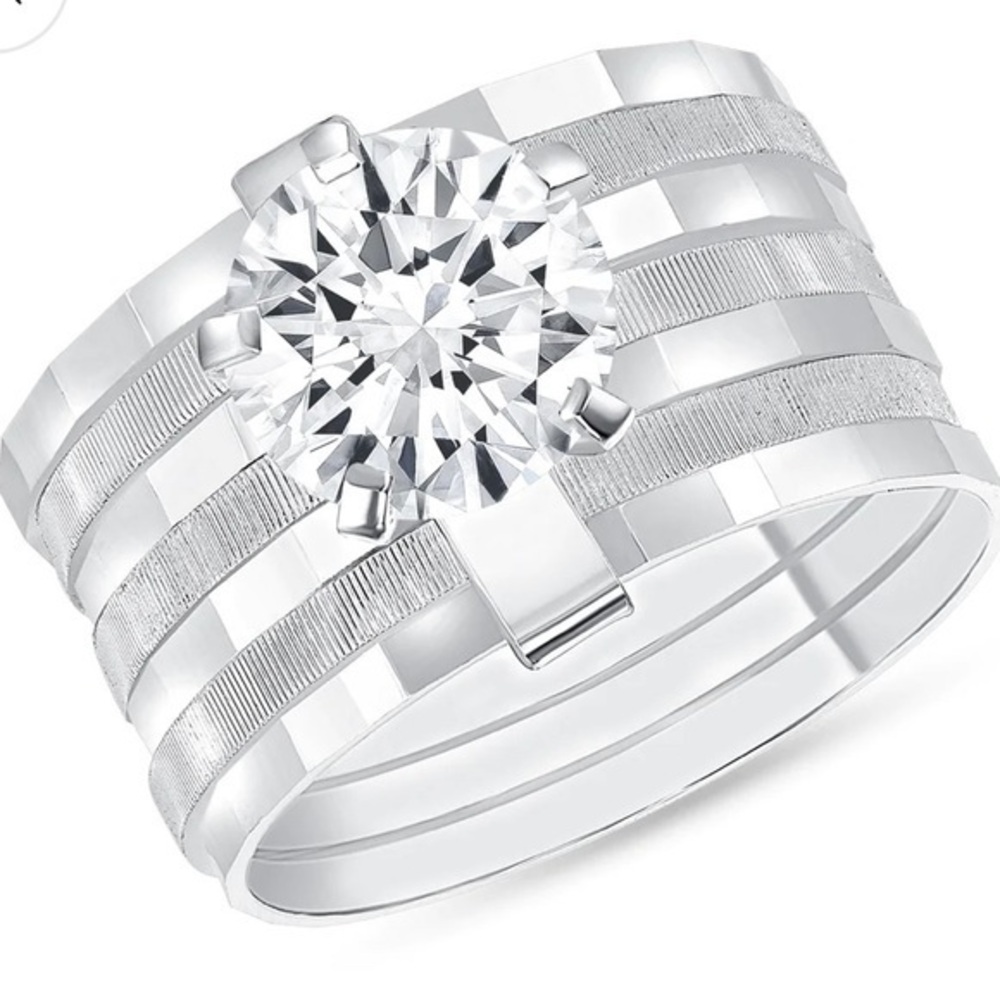 Silver 925 Seminario Engagement Cubic Zirconia Ring